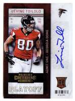 2013 Levine Toilolo Panini Contenders - Playoff Ticket Rookie Autograph (#'d to 99) (#:160) (Stock: 1) - $12.00